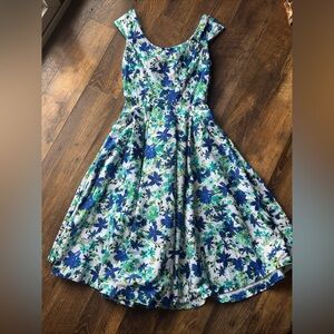 Calvin Klein Blue and Green Floral Midi Dress